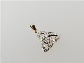14K Yellow Gold APX 1/10 CTW Irish Celtic Trinity Pendant